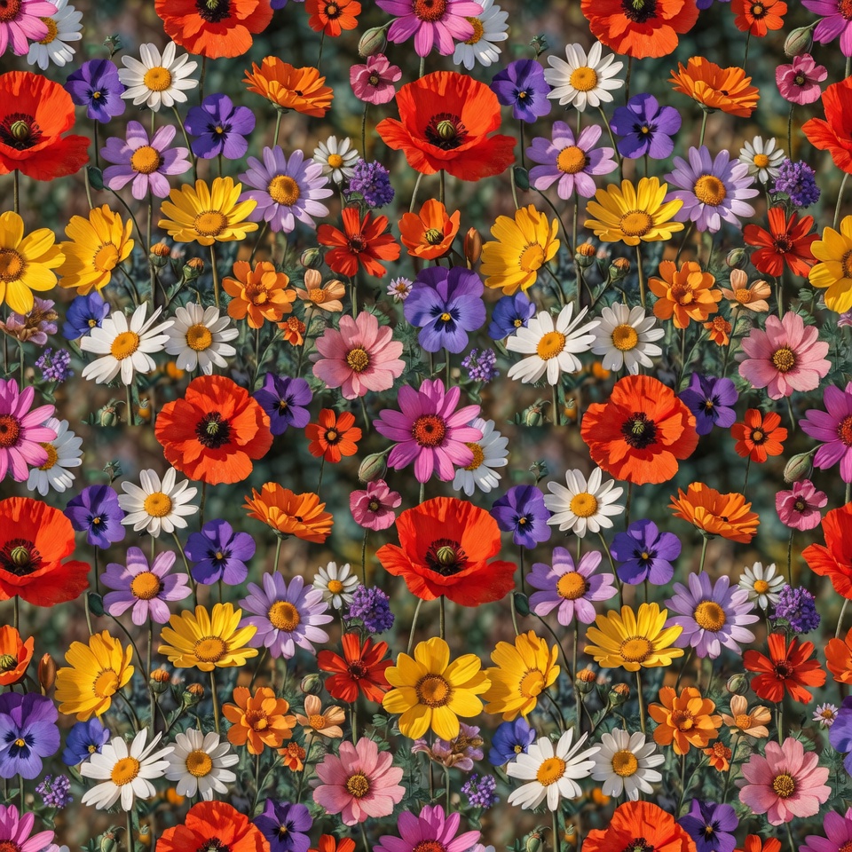 Vibrant Wildflower Field with Poppies Vibrant Wildflower Field with Poppies