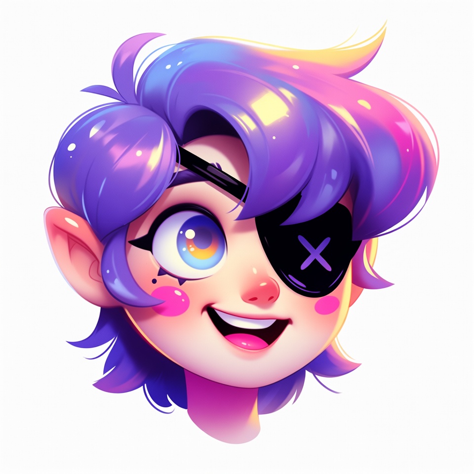 Anime girl with eyepatch smiling Anime girl with eyepatch smiling