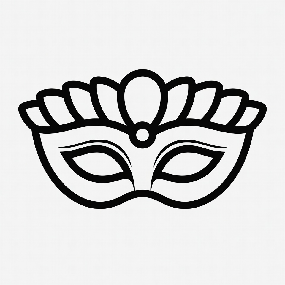 Ornate Black Outline Masquerade Mask Ornate Black Outline Masquerade Mask