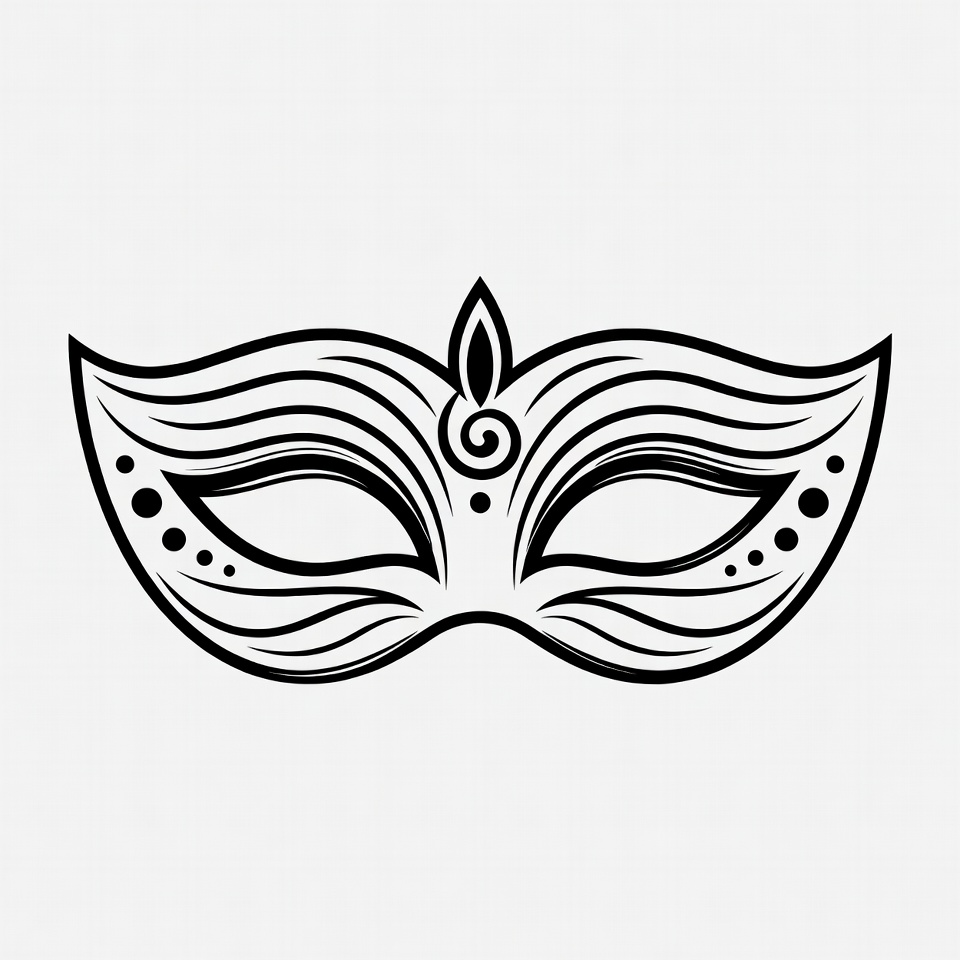 Elegant Black Line Art Mask Elegant Black Line Art Mask