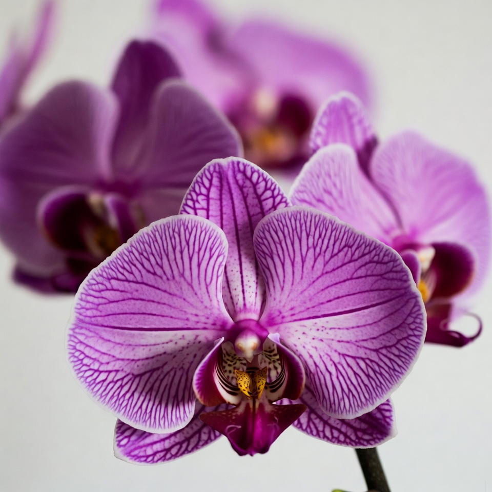 Purple Phalaenopsis Orchids on White Background Purple Phalaenopsis Orchids on White Background
