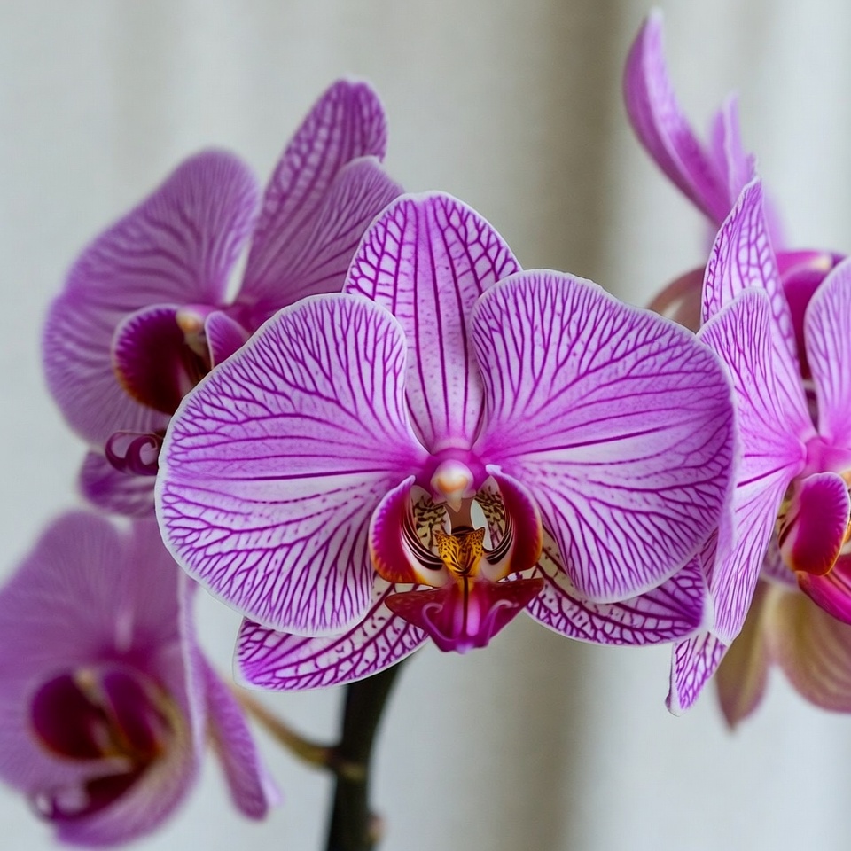 Purple Phalaenopsis Orchids on White Background Purple Phalaenopsis Orchids on White Background