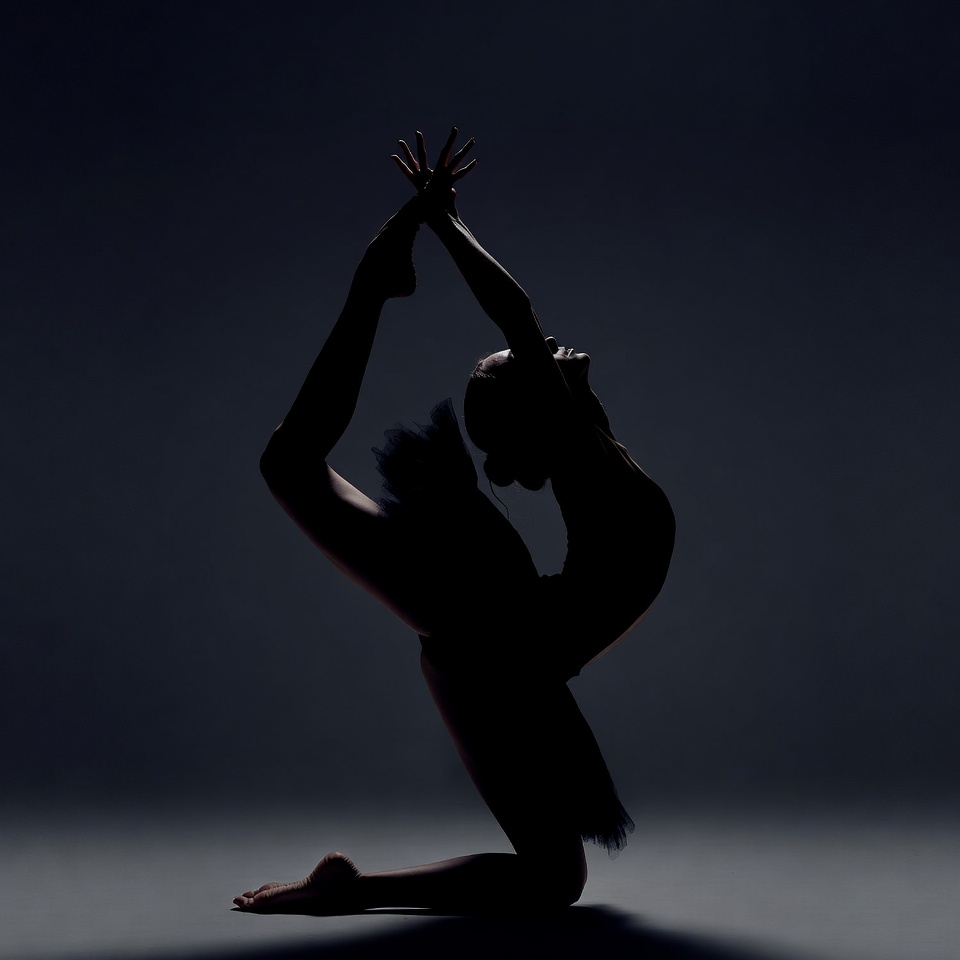 Ballerina in Silhouette Yoga Pose Ballerina in Silhouette Yoga Pose