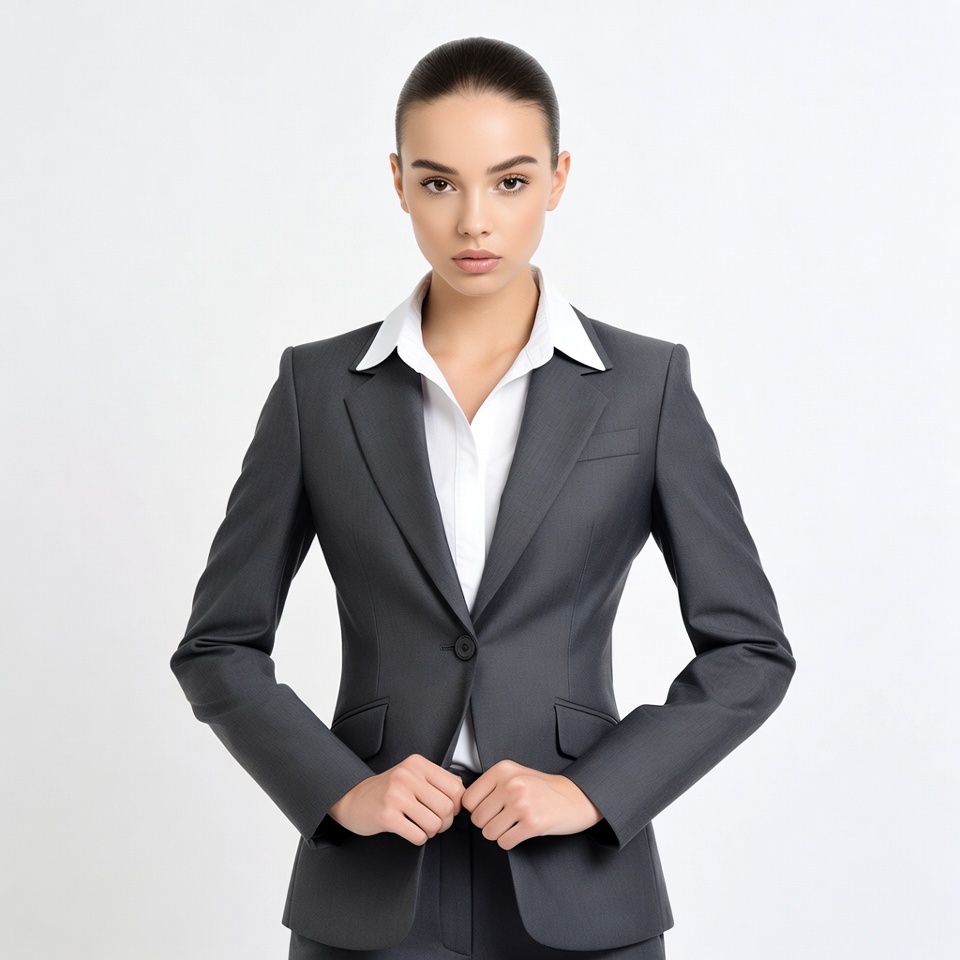 Woman in gray blazer suit Woman in gray blazer suit