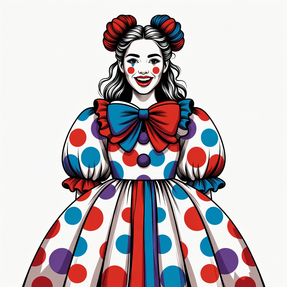 Clown girl in polka dot dress Clown girl in polka dot dress