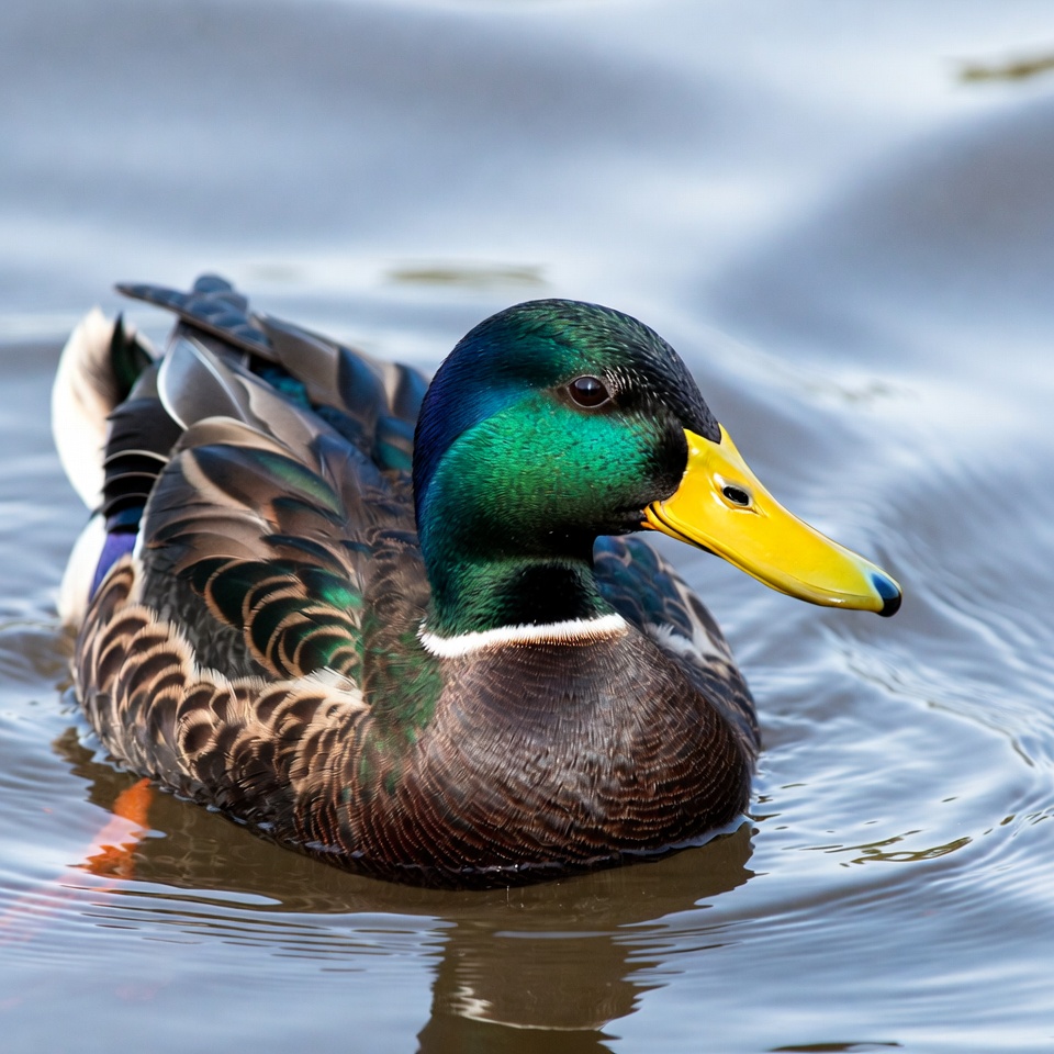 Male mallard duck swimming in water Male mallard duck swimming in water