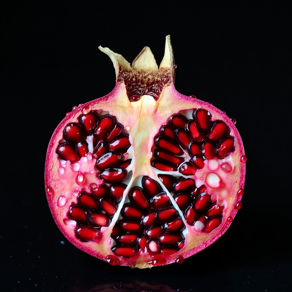 Split Open Pomegranate on Black Background Split Open Pomegranate on Black Background