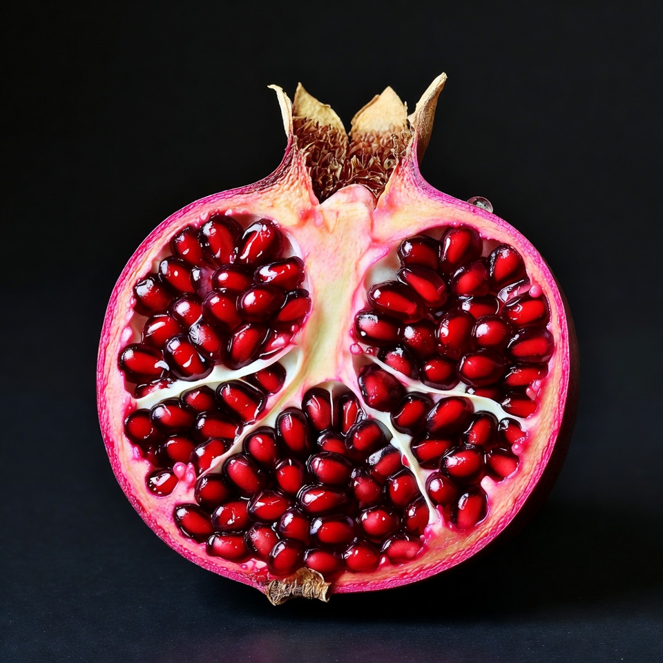 Cut Pomegranate on Black Background Cut Pomegranate on Black Background