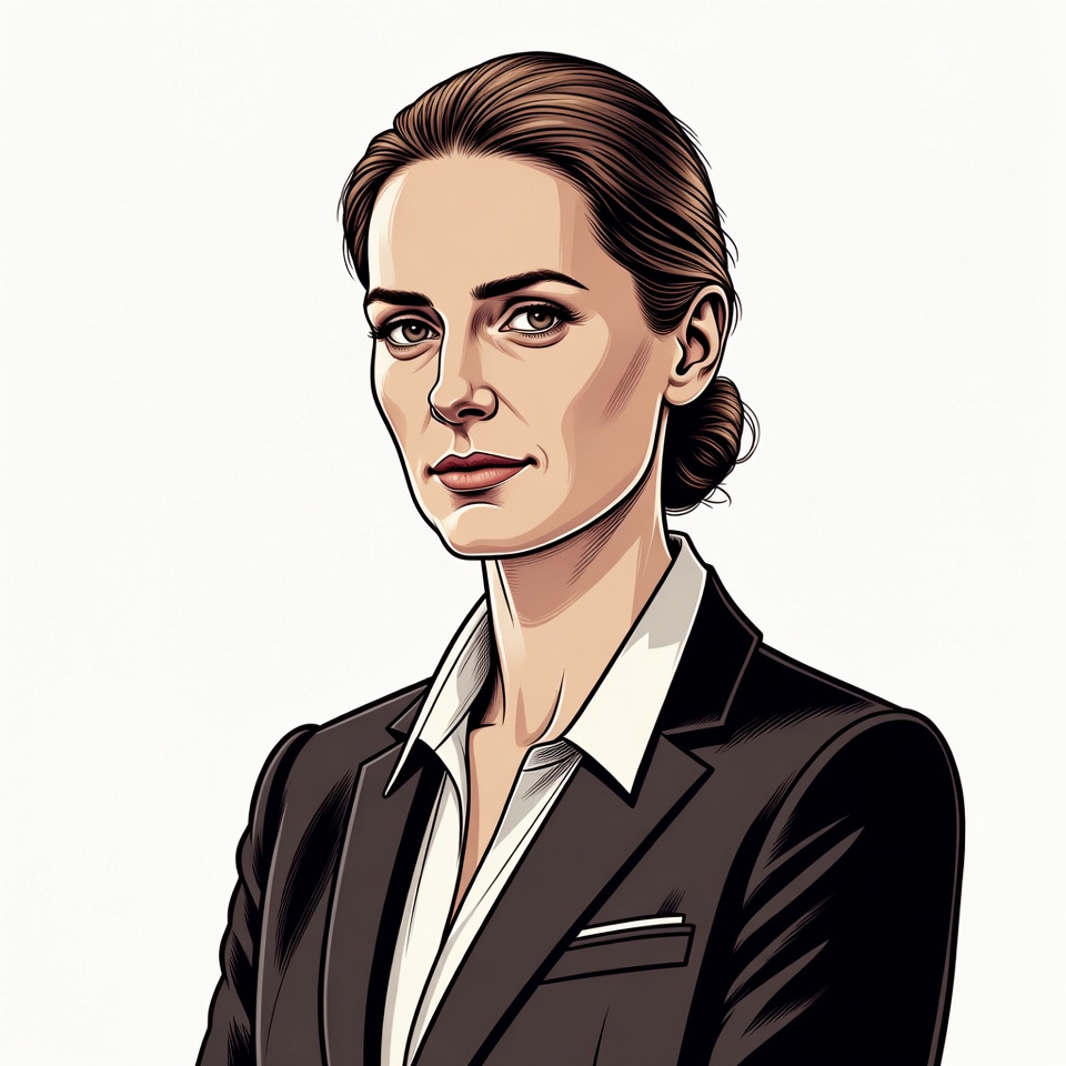 Woman in black suit with bun Woman in black suit with bun