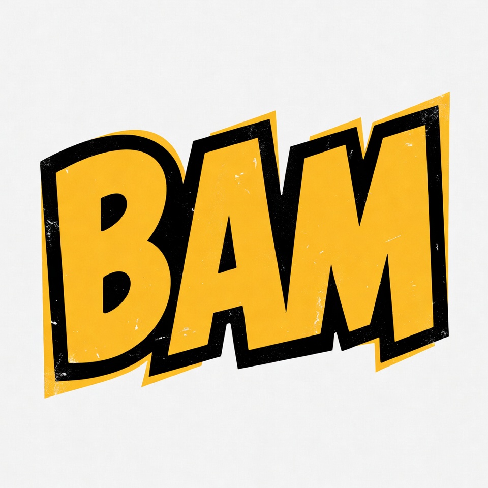 Bold Yellow BAM Comic Text Bold Yellow BAM Comic Text