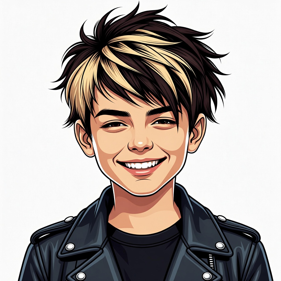 Smiling boy with black blonde hair Smiling boy with black blonde hair