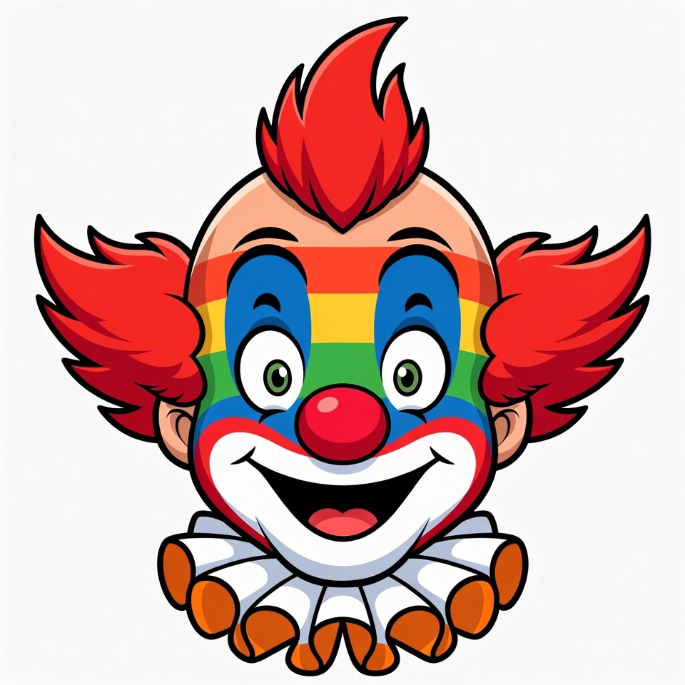 Colorful Cartoon Clown Face Colorful Cartoon Clown Face