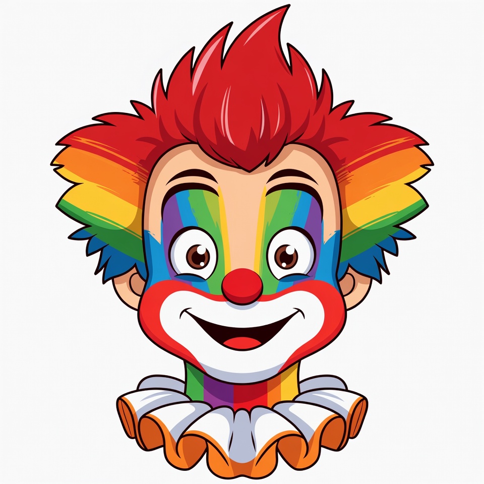 Colorful Cartoon Clown Face Colorful Cartoon Clown Face