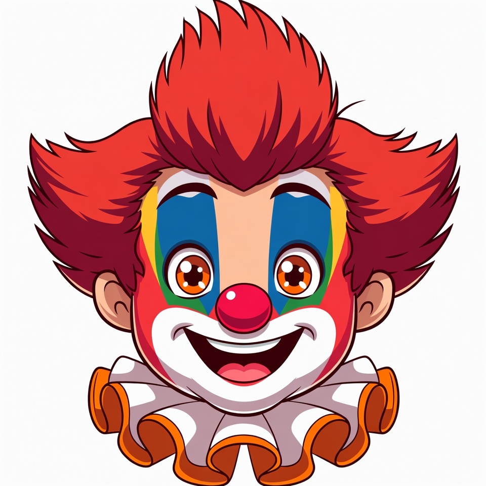 Cartoon Clown Smiling with Red Hair Cartoon Clown Smiling with Red Hair