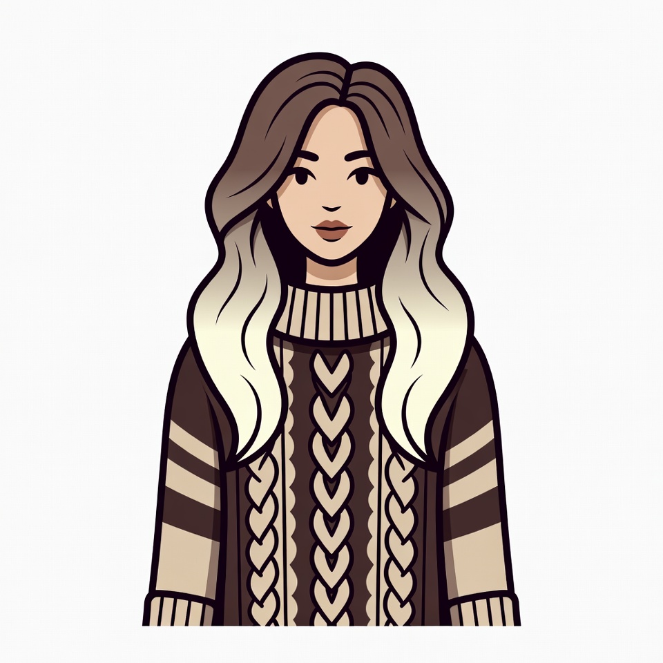 Woman in knitted sweater illustration Woman in knitted sweater illustration