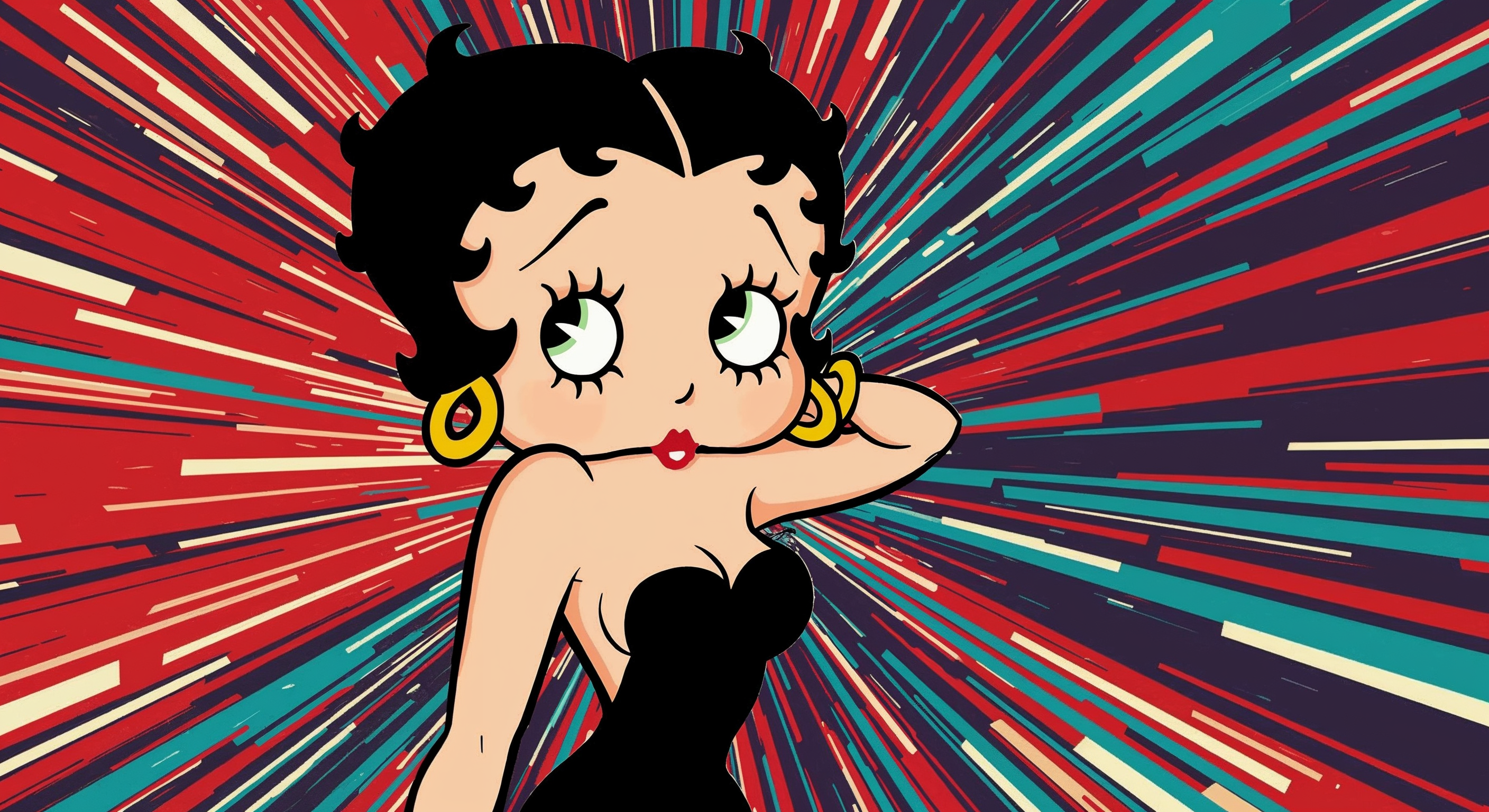 Betty Boop winking with colorful rays Betty Boop winking with colorful rays