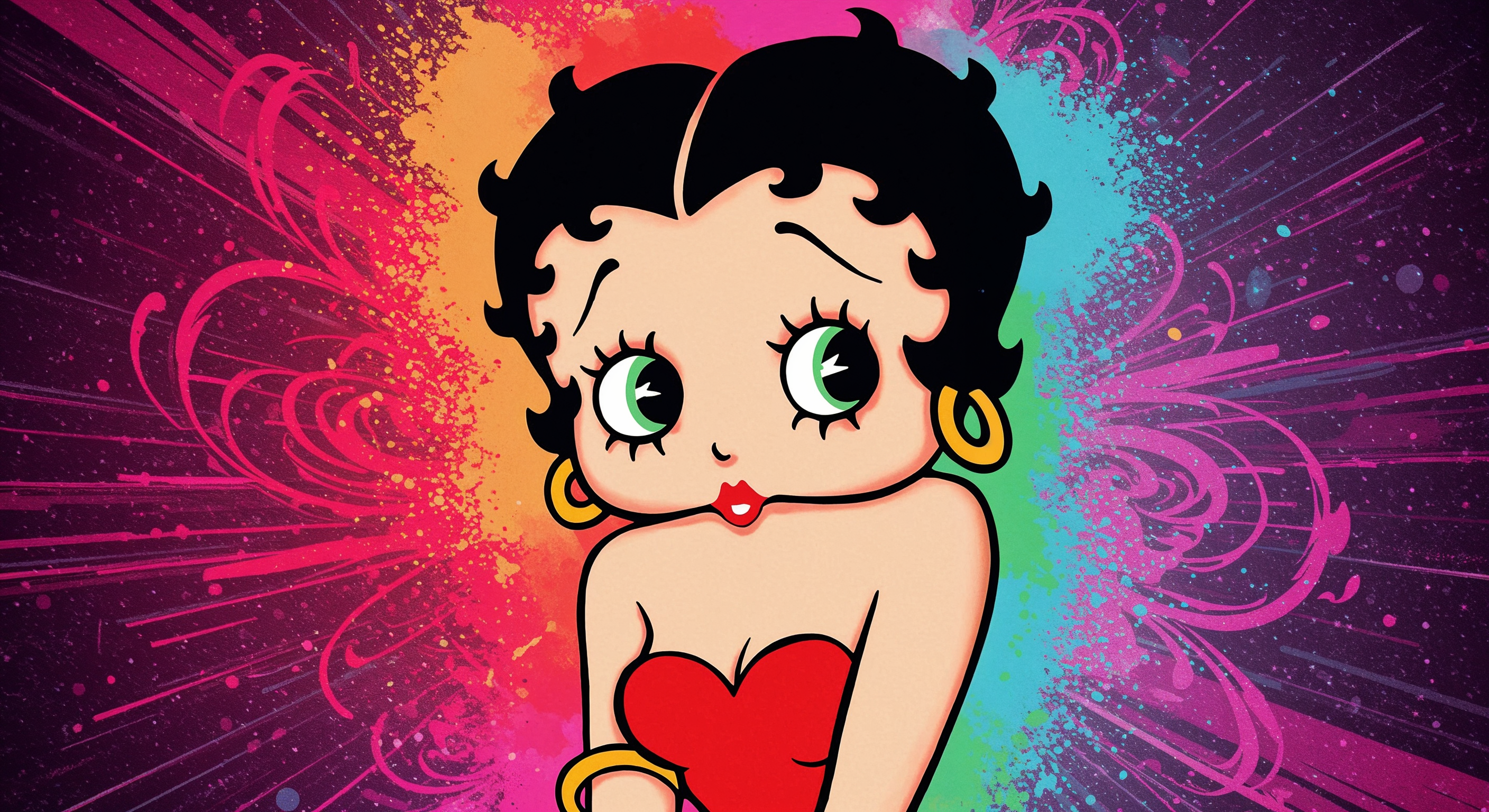 Betty Boop with Rainbow Background Betty Boop with Rainbow Background
