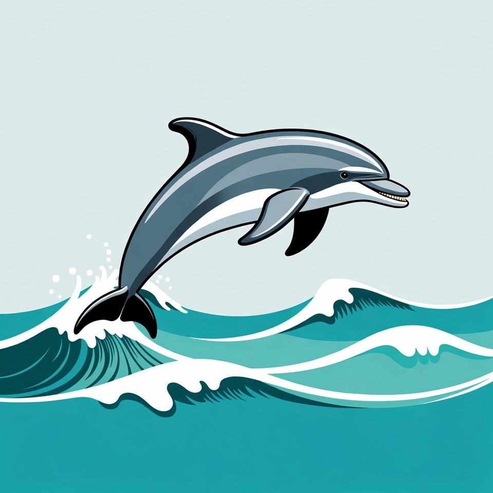 Dolphin jumping over ocean waves Dolphin jumping over ocean waves