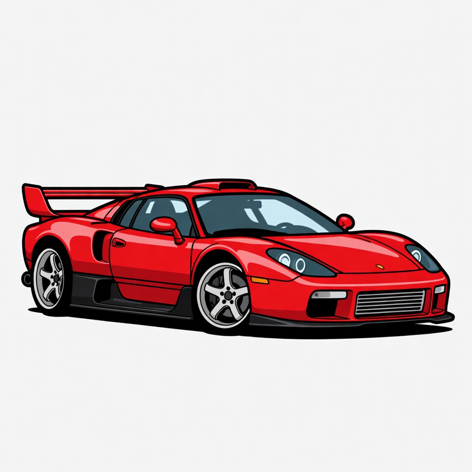 Red Ferrari F50 Supercar Illustration Red Ferrari F50 Supercar Illustration