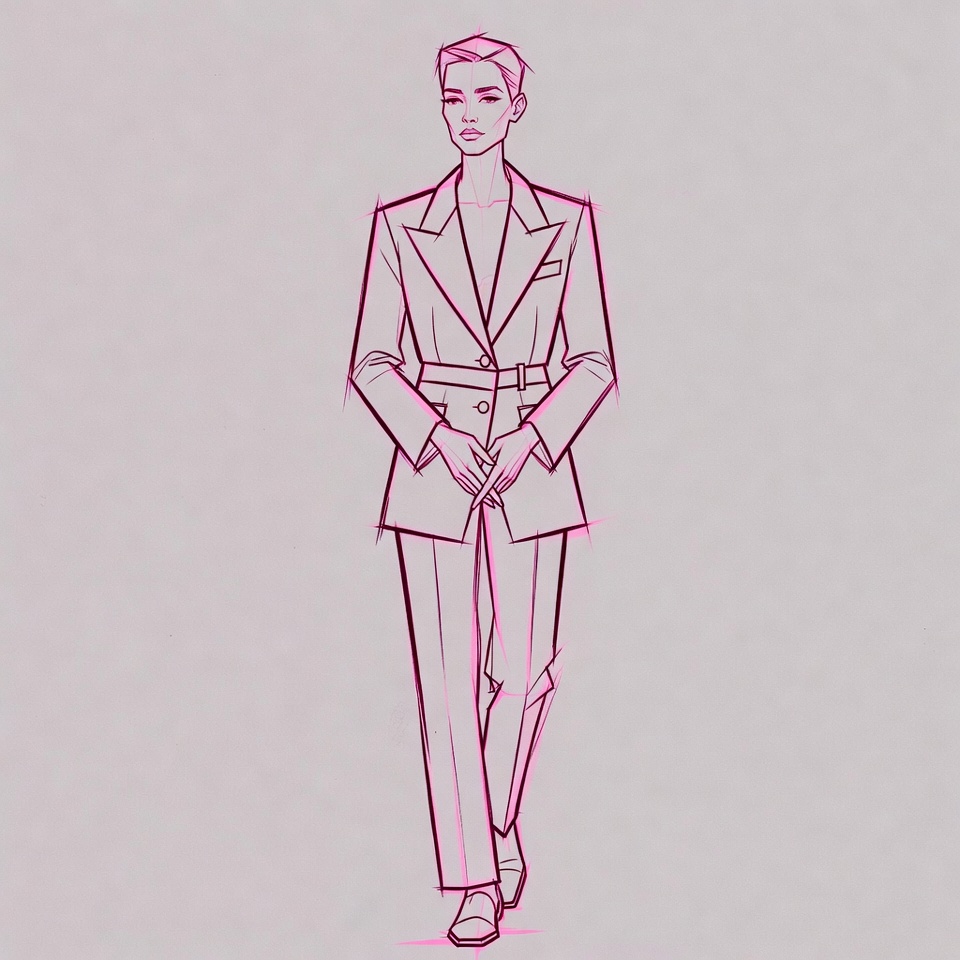 Fashion illustration of woman in suit Fashion illustration of woman in suit