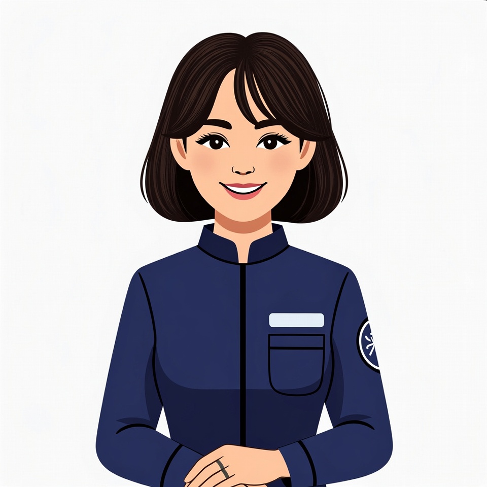 Asian woman in navy uniform Asian woman in navy uniform