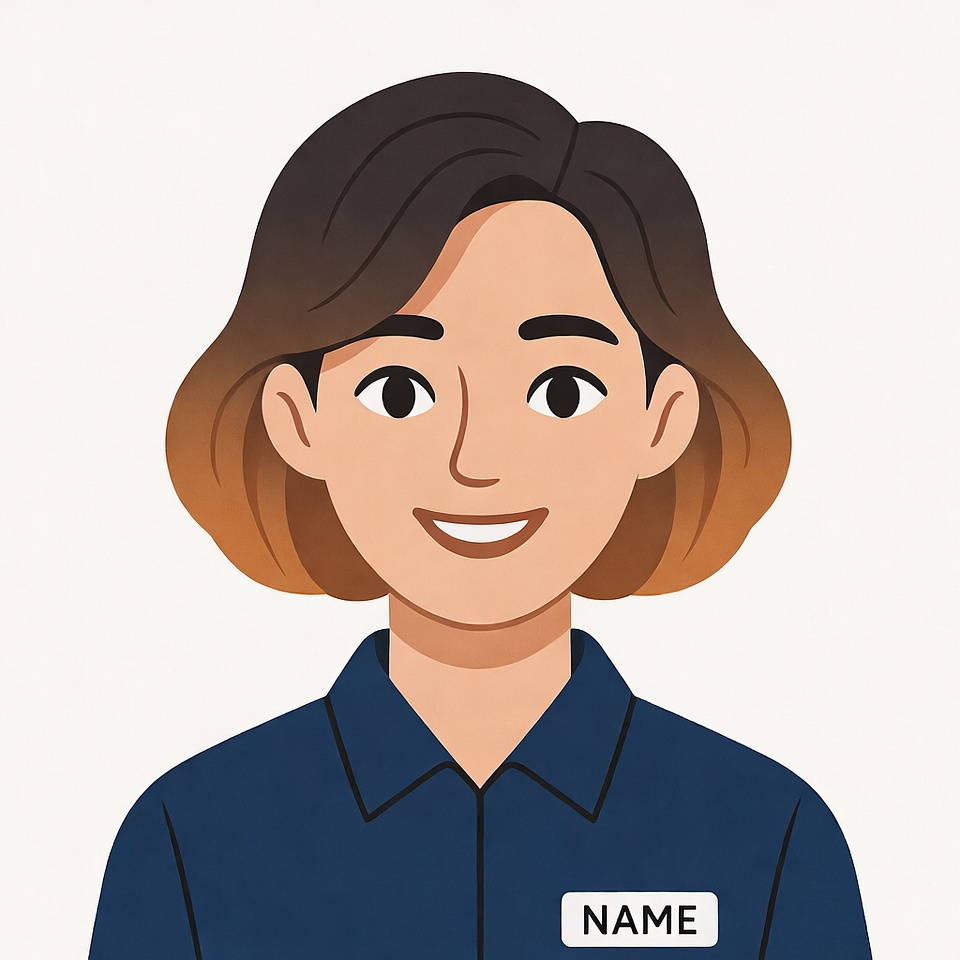 Smiling Asian woman in blue uniform Smiling Asian woman in blue uniform