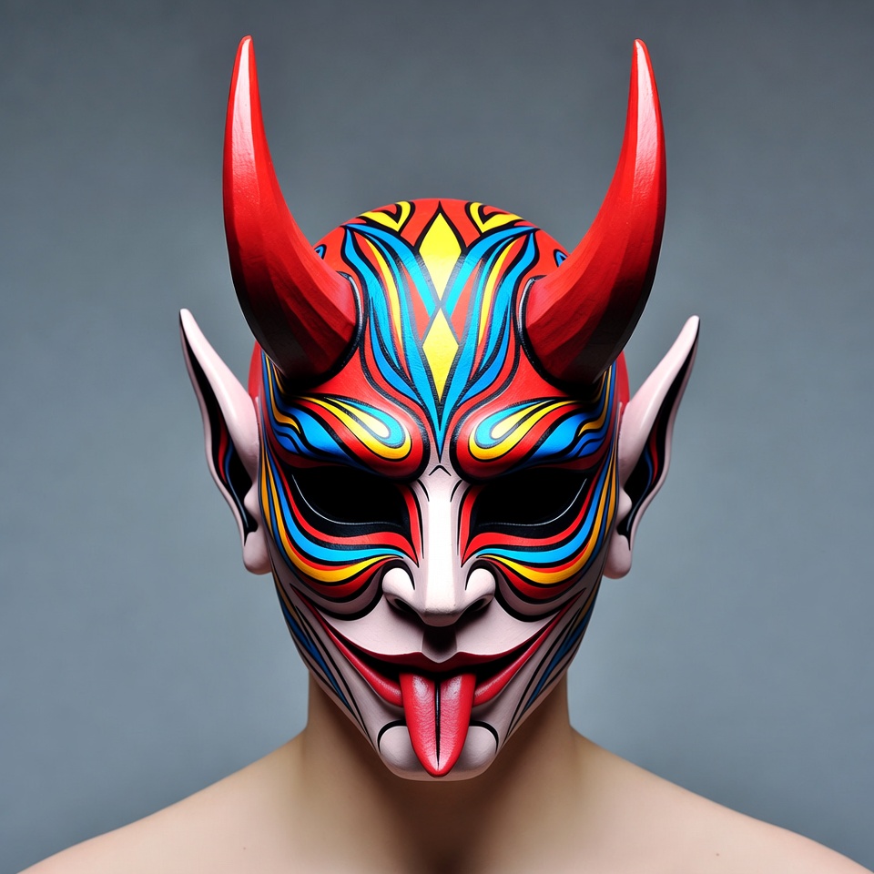 Colorful Demon Mask with Horns Colorful Demon Mask with Horns