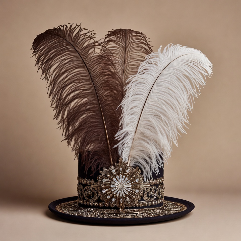 Black Ostrich Feather Top Hat Black Ostrich Feather Top Hat