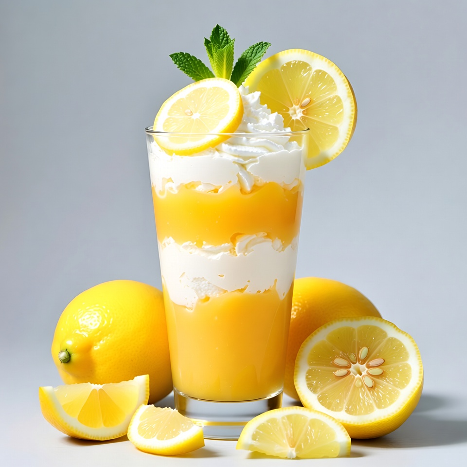Lemon Dessert in Glass with Whipped Cream Lemon Dessert in Glass with Whipped Cream