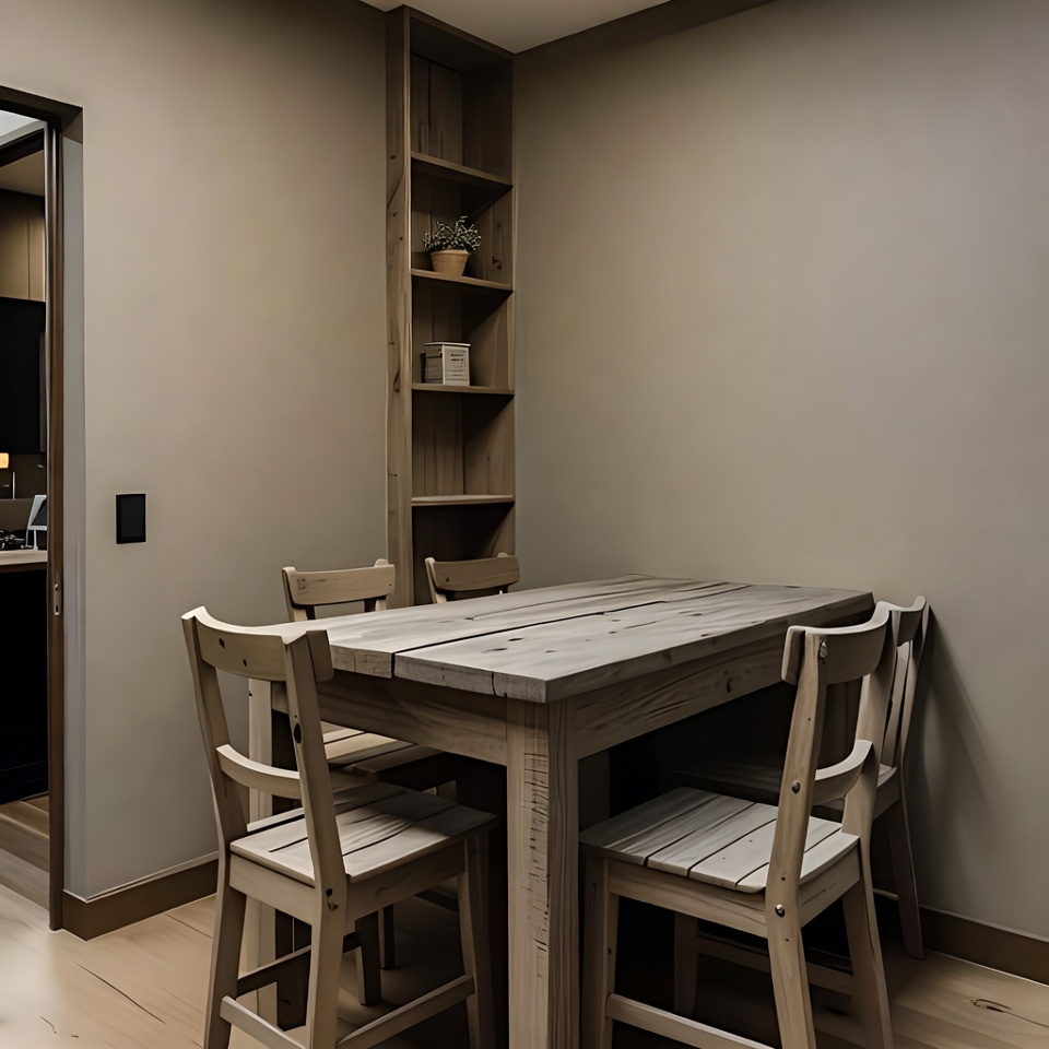 Empty Wooden Dining Table in Corner Empty Wooden Dining Table in Corner
