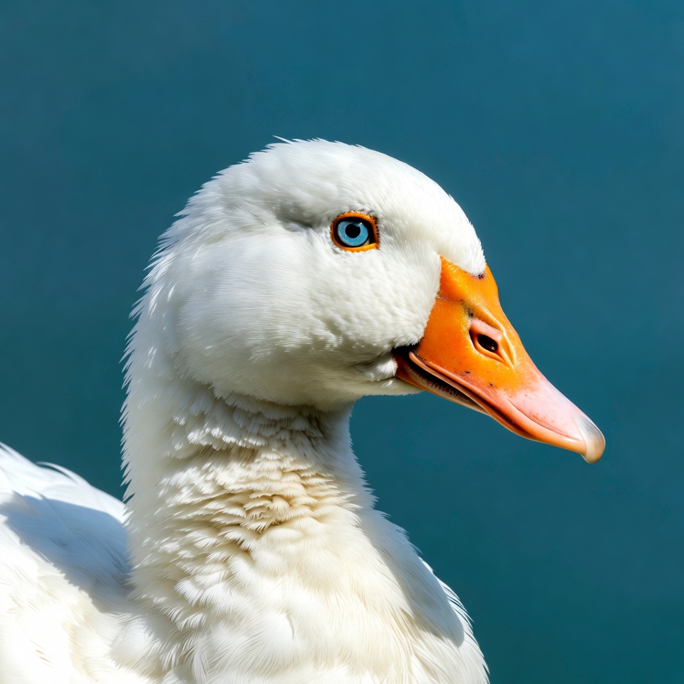 White duck with blue eyes White duck with blue eyes