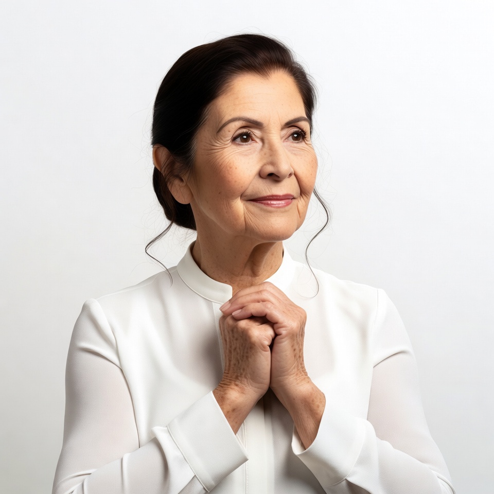 Elderly woman praying hands clasped Elderly woman praying hands clasped