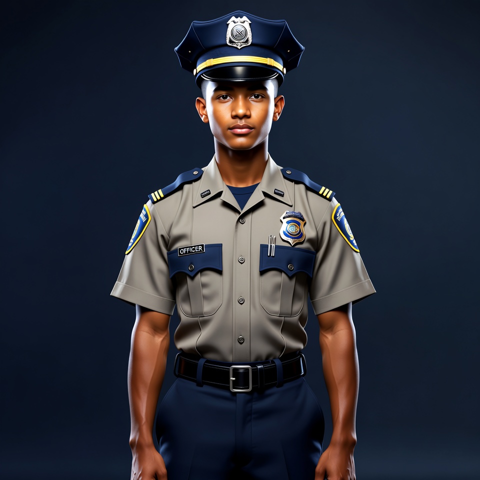 Young Black police officer in uniform Young Black police officer in uniform
