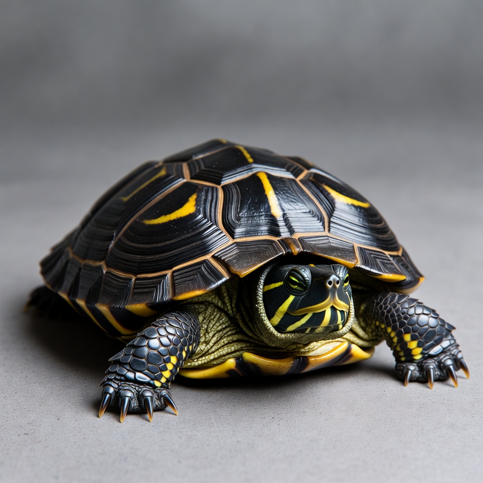 Black turtle with yellow stripes Black turtle with yellow stripes
