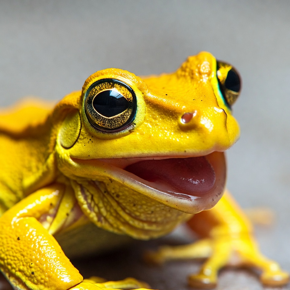 Yellow frog with open mouth Yellow frog with open mouth