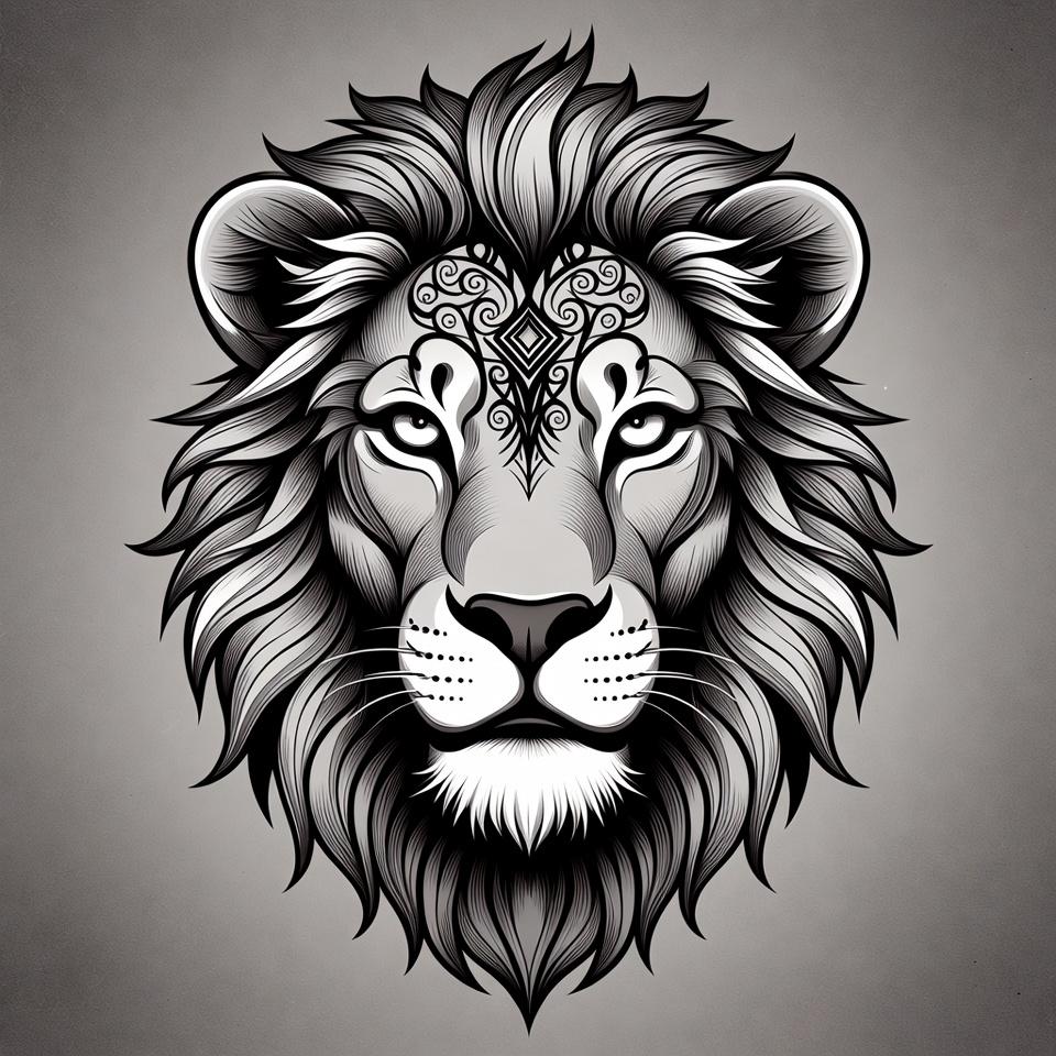 Lion Head with Mandala Design Lion Head with Mandala Design