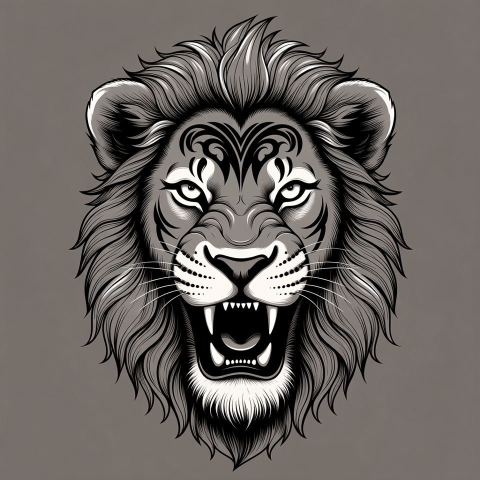 Roaring Lion Head Illustration Roaring Lion Head Illustration