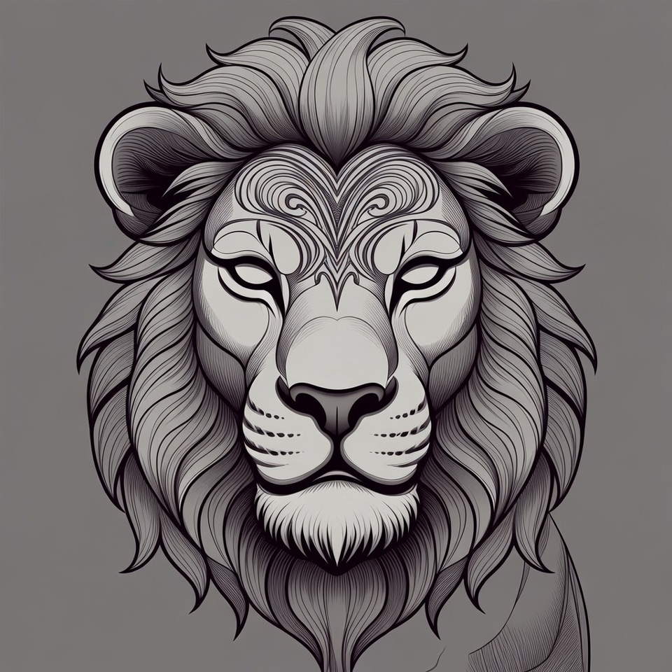 Detailed Lion Head Illustration Detailed Lion Head Illustration