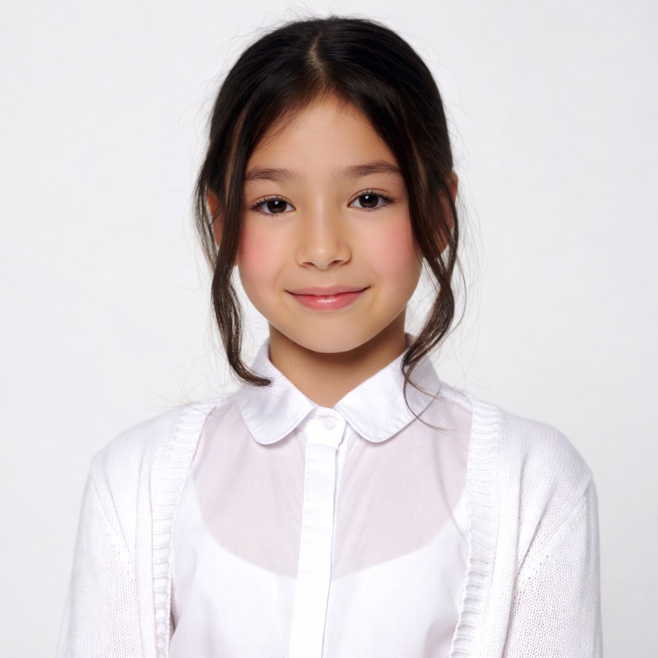 Asian girl smiling in white blouse Asian girl smiling in white blouse