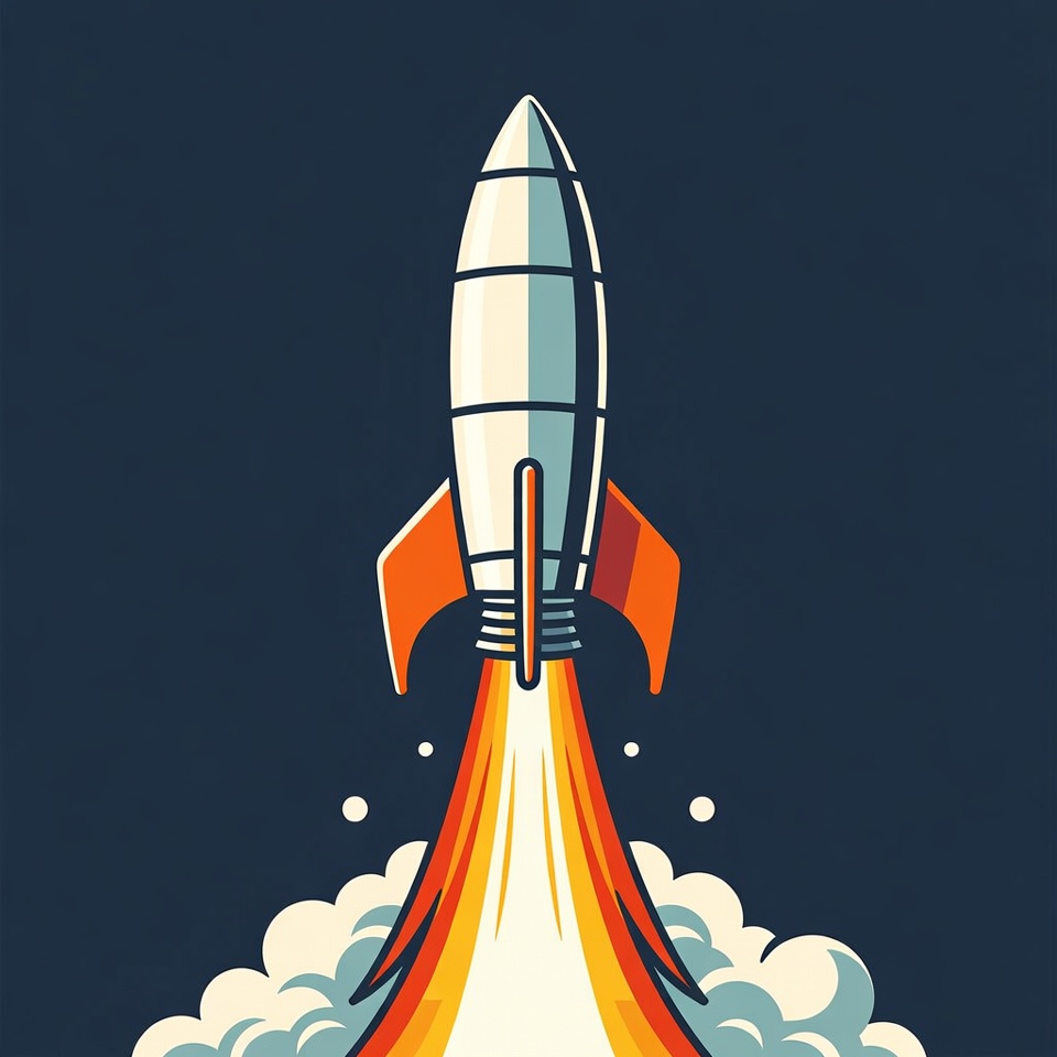 Rocket launching with flames Rocket launching with flames