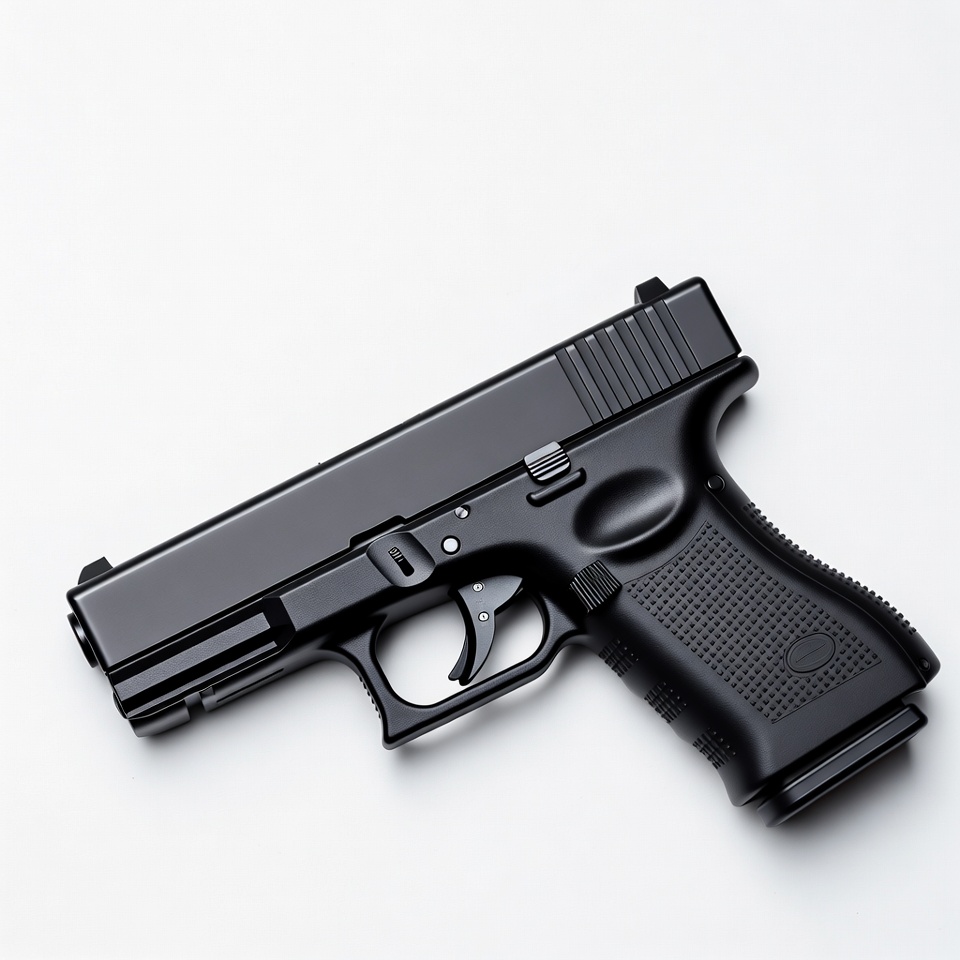 Black Glock pistol on white background Black Glock pistol on white background