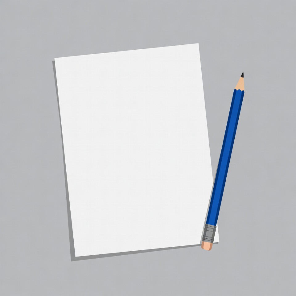 Blue pencil beside white paper Blue pencil beside white paper