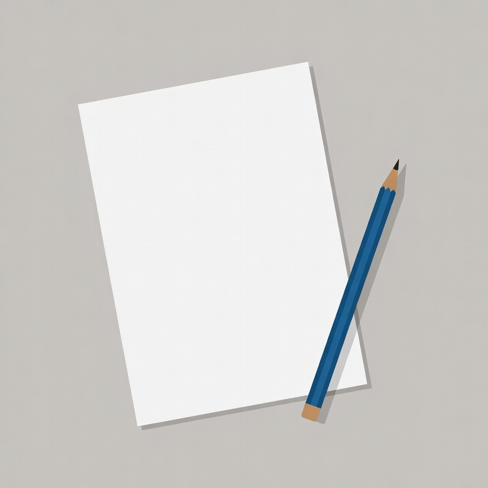 Blue Pencil Beside Blank Paper Blue Pencil Beside Blank Paper