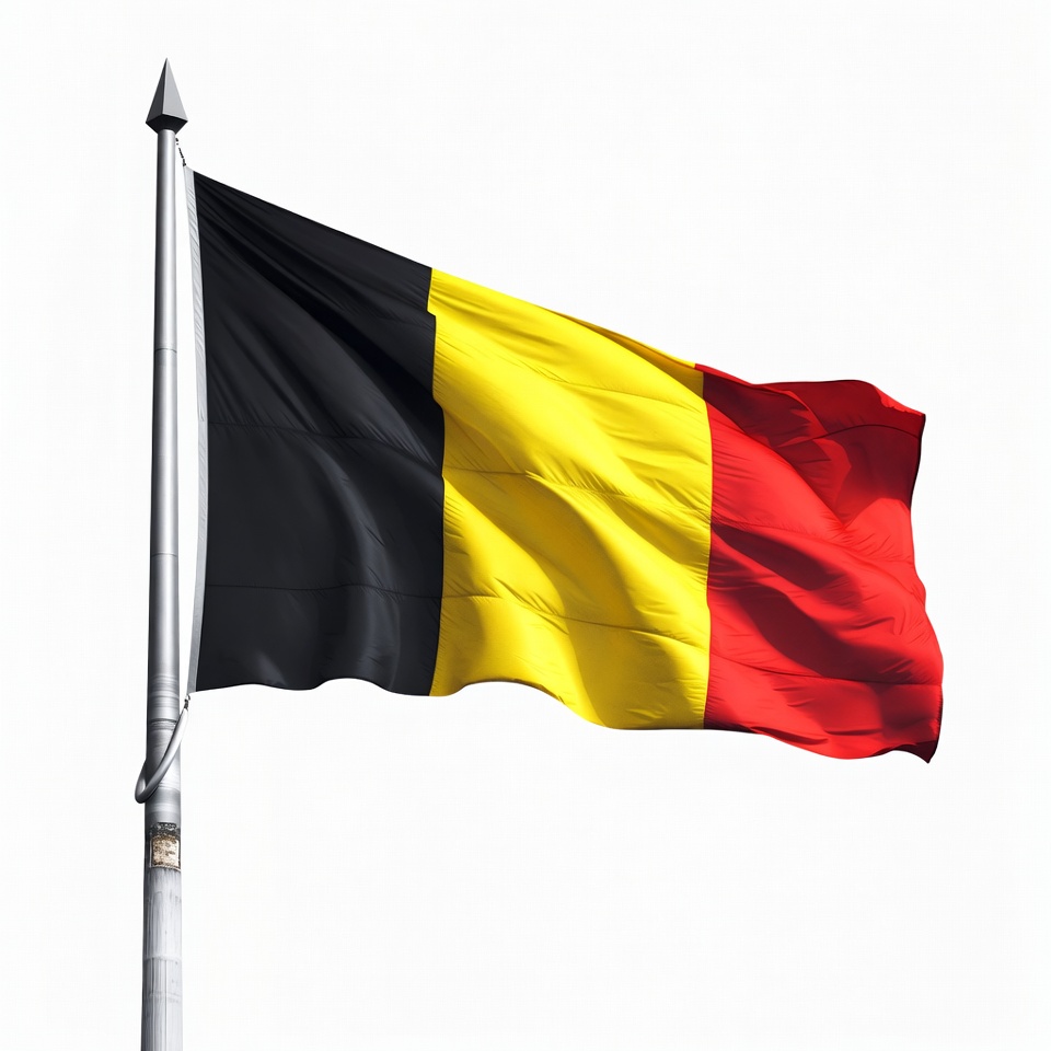 Belgian Flag Waving on Pole Belgian Flag Waving on Pole