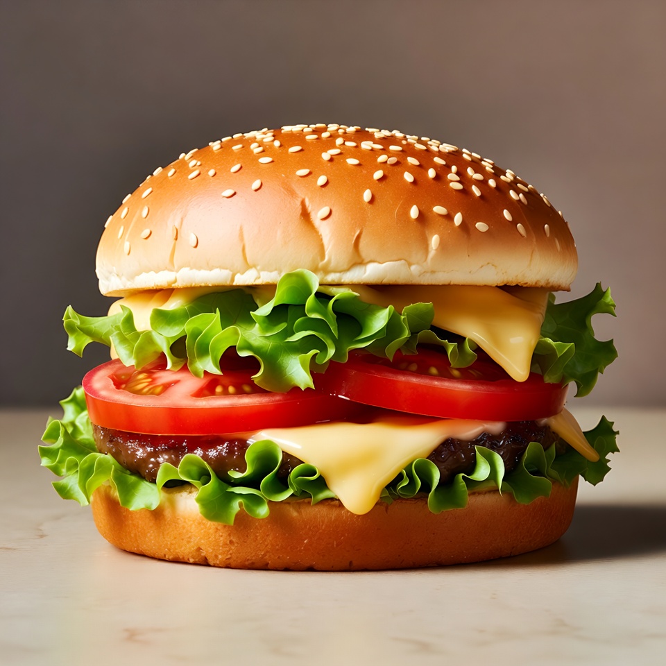 Double Cheeseburger with Lettuce and Tomato Double Cheeseburger with Lettuce and Tomato