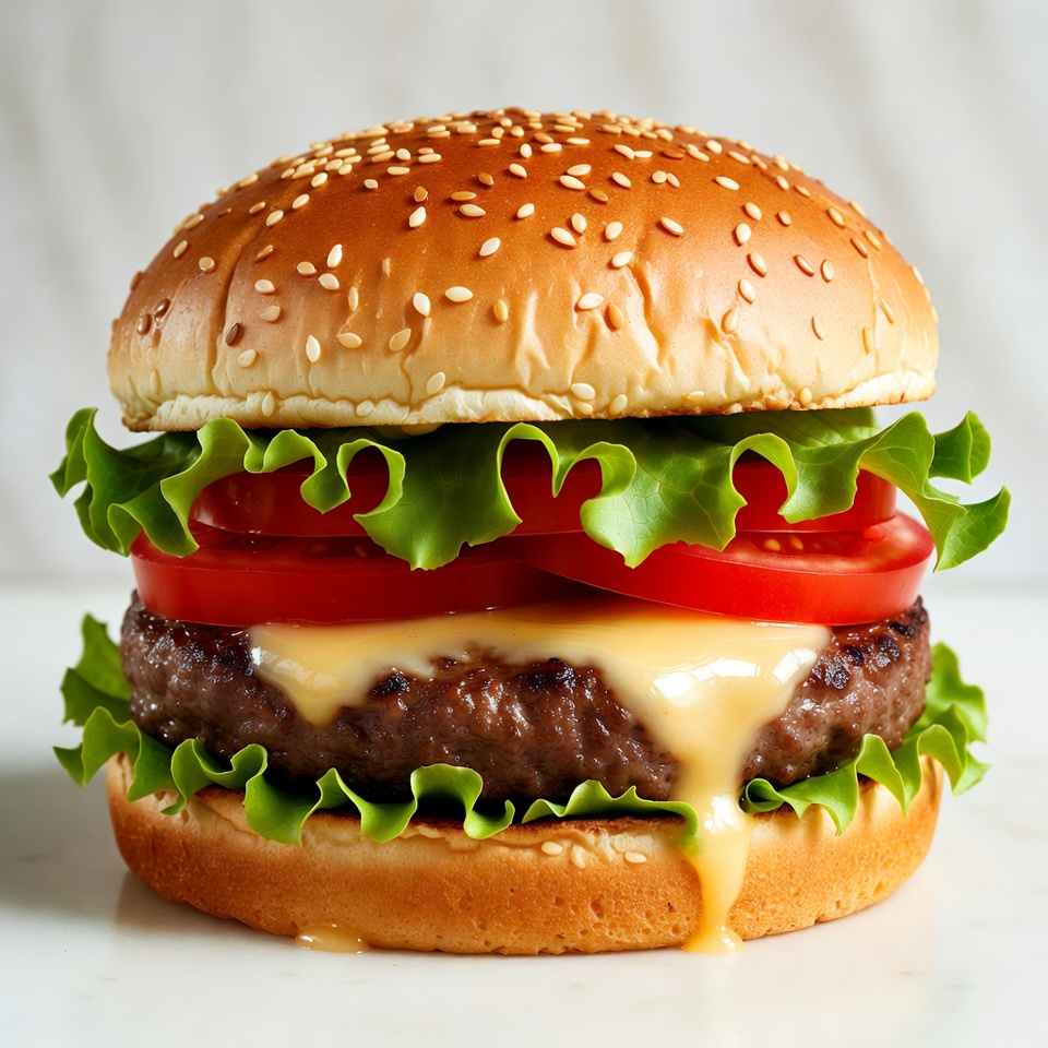 Cheeseburger with Lettuce and Tomato Cheeseburger with Lettuce and Tomato