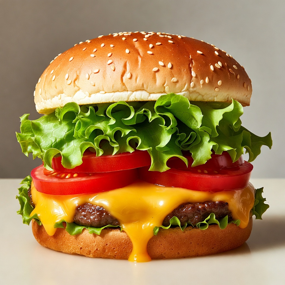 Cheeseburger with Lettuce and Tomato Cheeseburger with Lettuce and Tomato