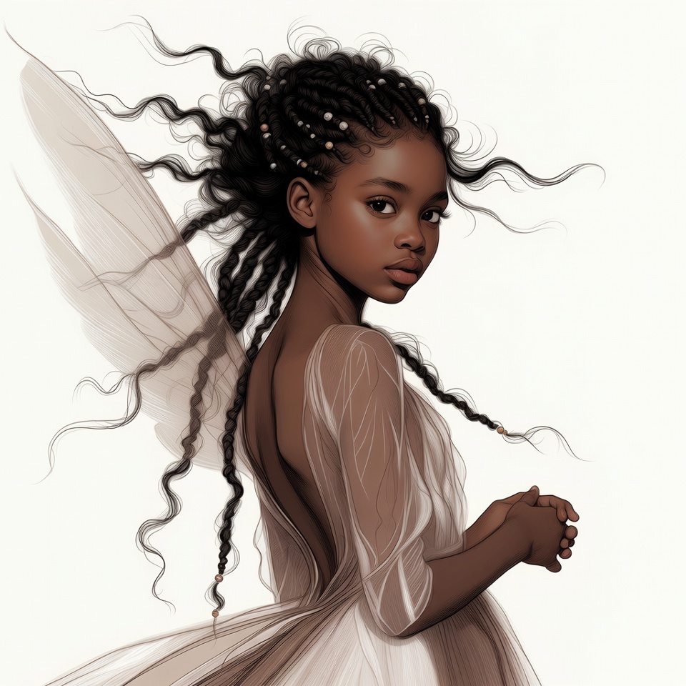 African girl fairy with wings African girl fairy with wings
