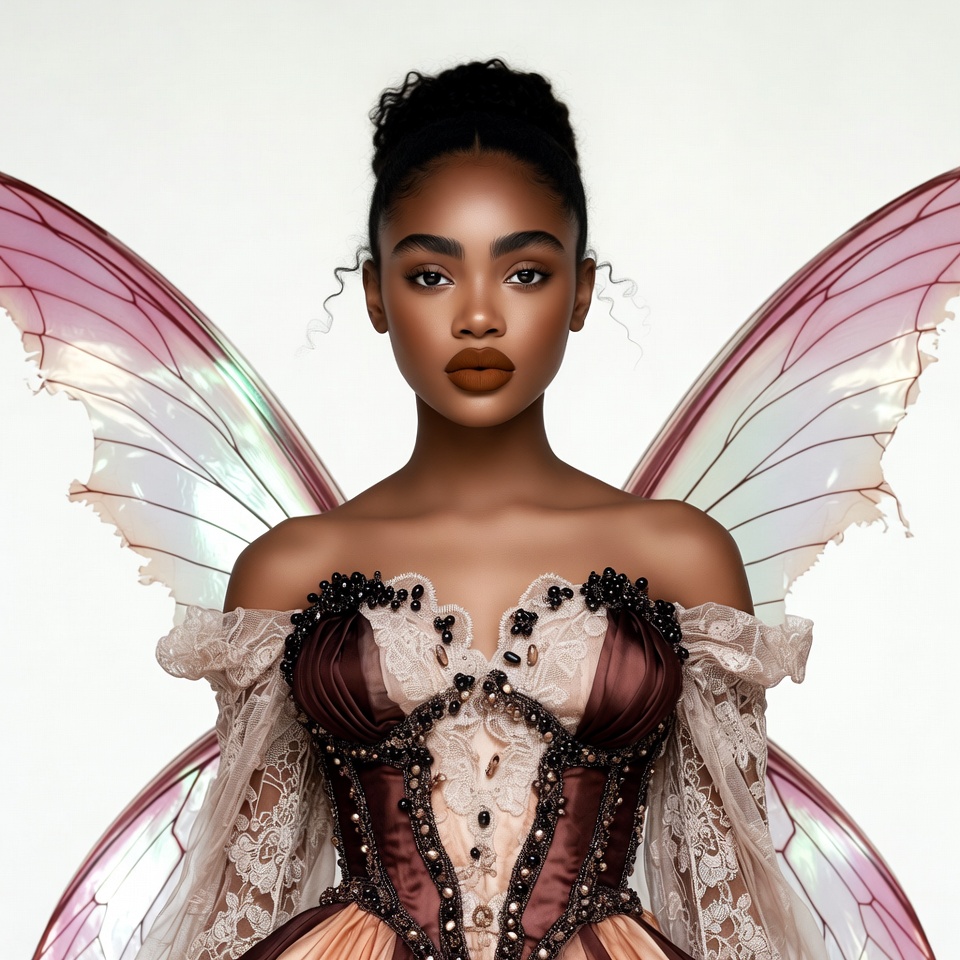 African-American woman with fairy wings African-American woman with fairy wings