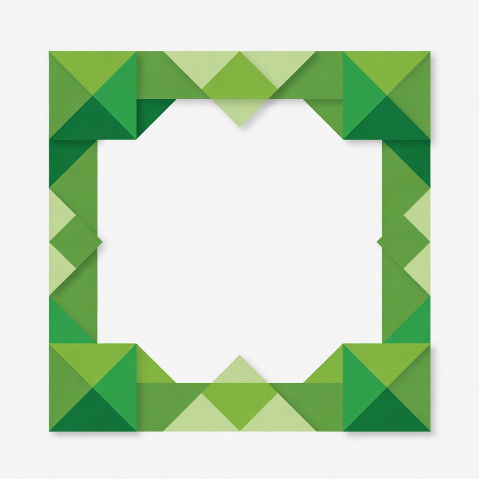 Green Origami Diamond Frame Border Green Origami Diamond Frame Border
